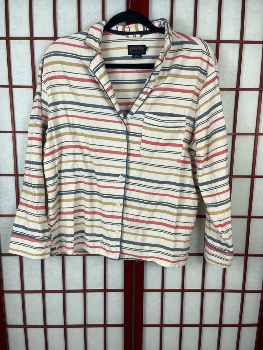 Pendleton Multicolored Striped Pajamas Button Down Shirt